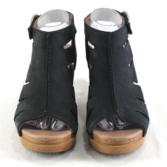 Dansko Demetra Sandals Womens Size 38 US 8 Black Leather Peep Toe Block Heel - Picture 3 of 9